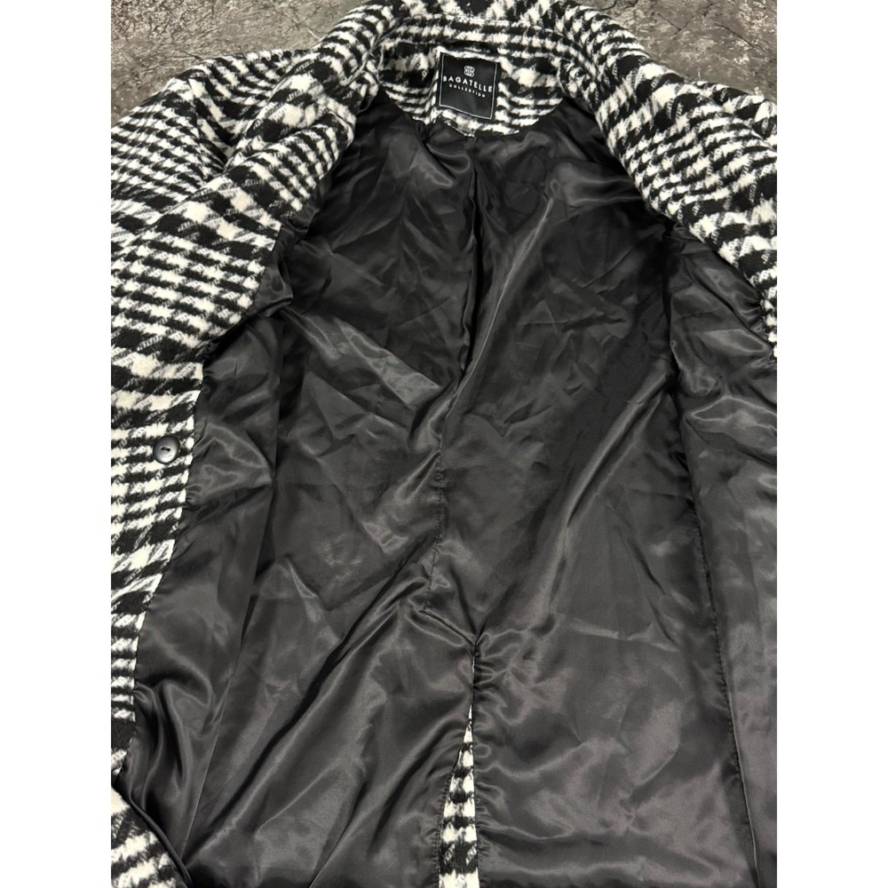 Bagatelle Womens Black White Plaid Check Wool Blend Coat‎ Career Classic Sz M - Picture 8 of 15